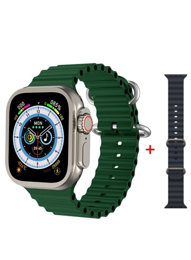 ساعة ذكية Ultra الاصدار 9 لحساب السعرات الحرارية و استقبال الرسائل و المكالمات  و تدعم اللغة العربية تاتي بسوارين  49MM أسود - Image 2